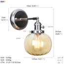 Helnys Amber Glass Ball LED Wall Lamp for Home Bedroom Stair Mirror Switch