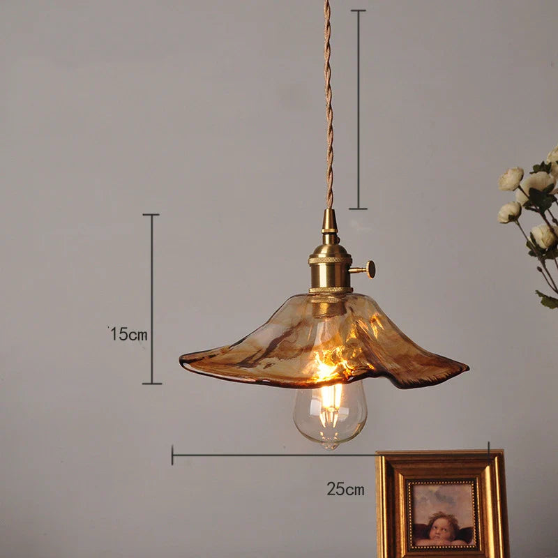 Helnys Flower Glass LED Pendant Light: Nordic Modern Hanging Lamp for Bedroom & Dining Room