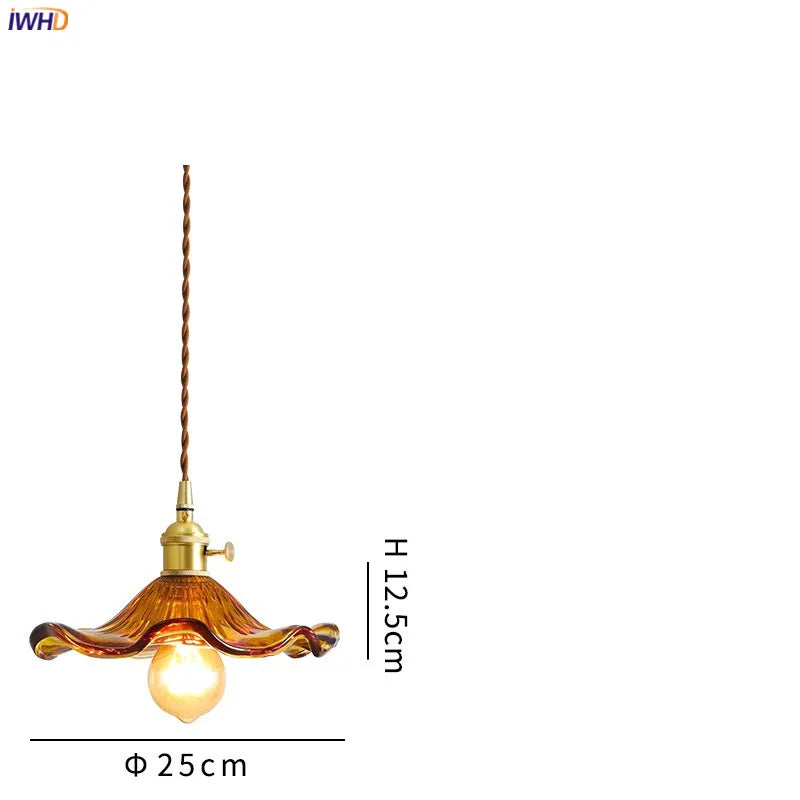 Helnys Glass Copper Pendant Light Nordic Style LED Hanging Lamp Fixtures