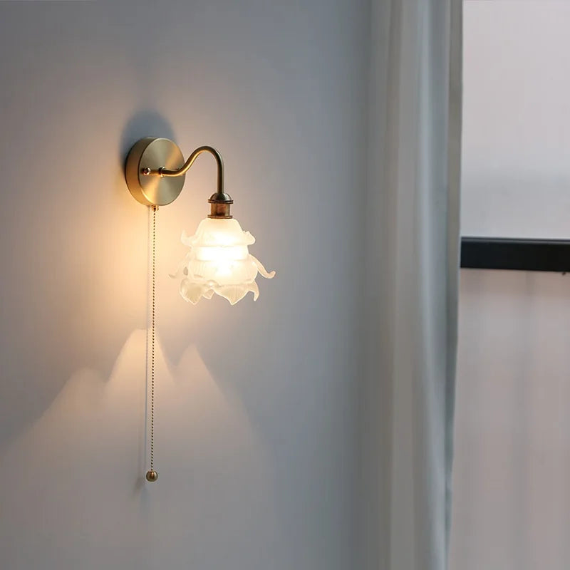 Helnys Flower Glass Copper Wall Sconce LED Light Nordic Modern Wandlamp