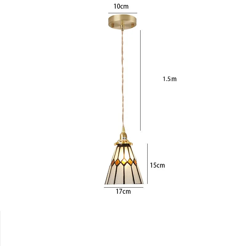 Helnys Nordic Copper LED Glass Pendant Lamp for Cafe Bedroom Restaurant