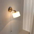 Helnys Milk Glass LED Wall Light with Pull Chain Switch - Nordic Modern Design