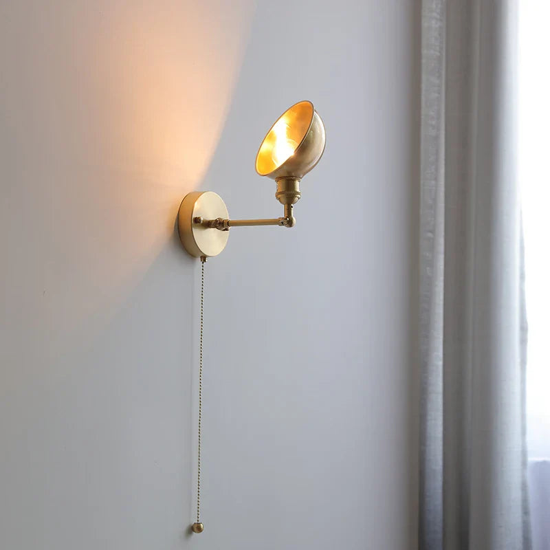 Helnys Nordic Copper Wall Sconce with Pull Chain Switch - Modern LED Light