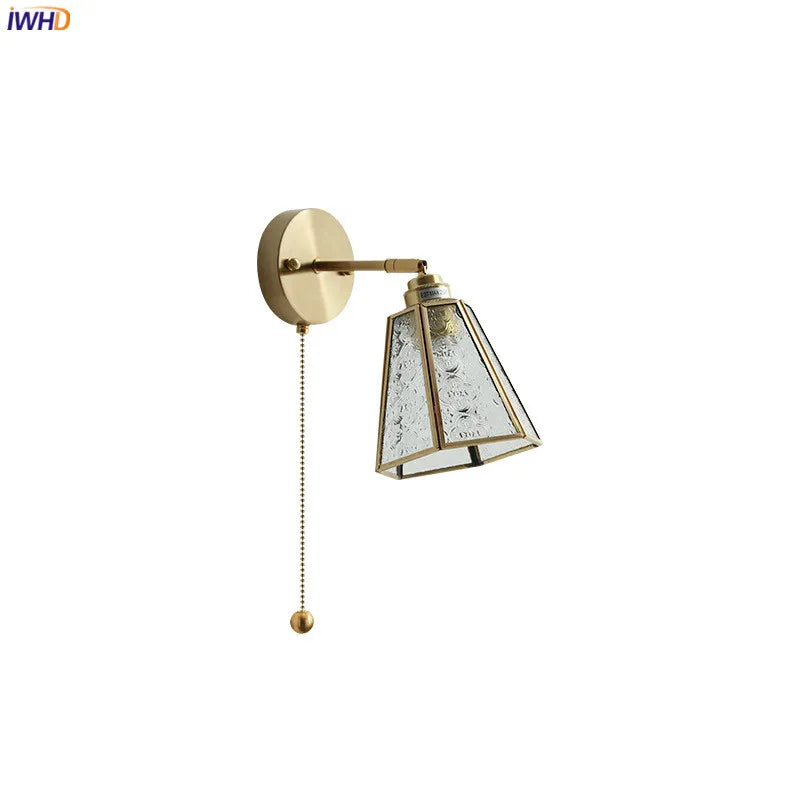 Helnys Copper LED Wall Lamp Sconce Glass Lampshade Nordic Modern Wall Light