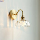 Helnys Glass Copper LED Wall Lights Pull Chain Switch Bedroom Bathroom Mirror Stair