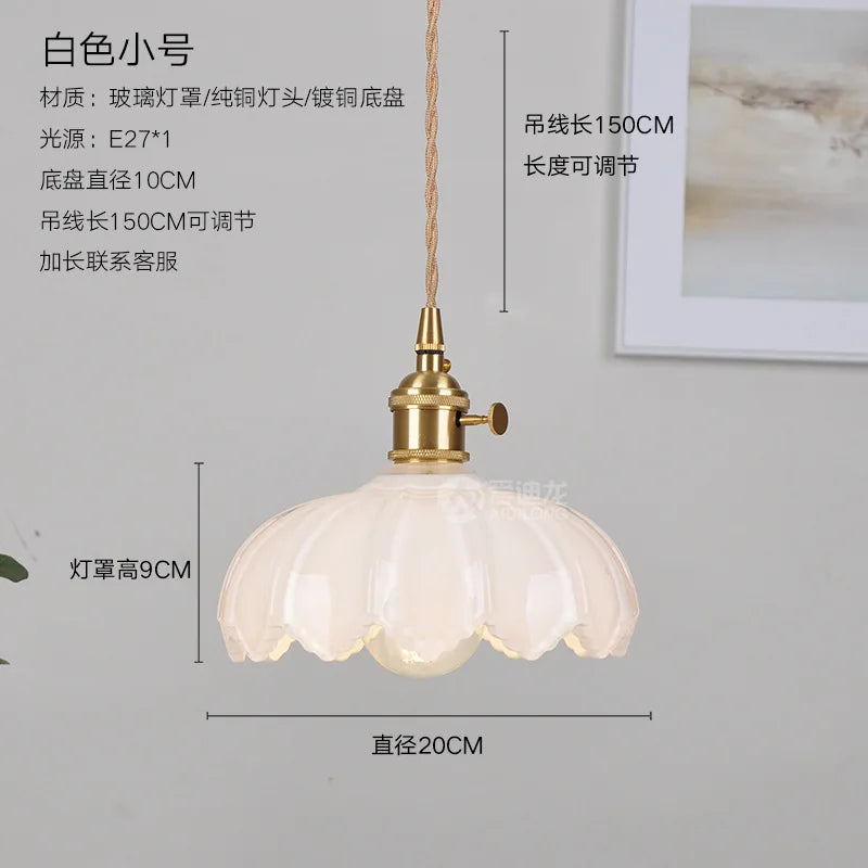 Helnys Copper Glass LED Pendant Lamp Switch Amber Nordic Hanging Lights