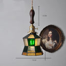 Helnys Nordic Glass Copper Pendant Light with Wood Knob Switch