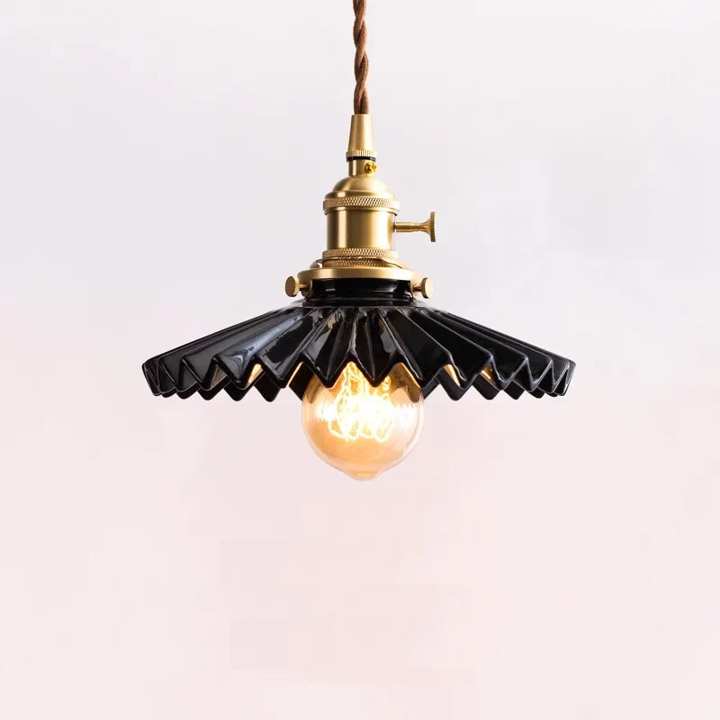 Helnys Ceramic Pendant Lights Wooden Copper Modern Nordic Luminaria