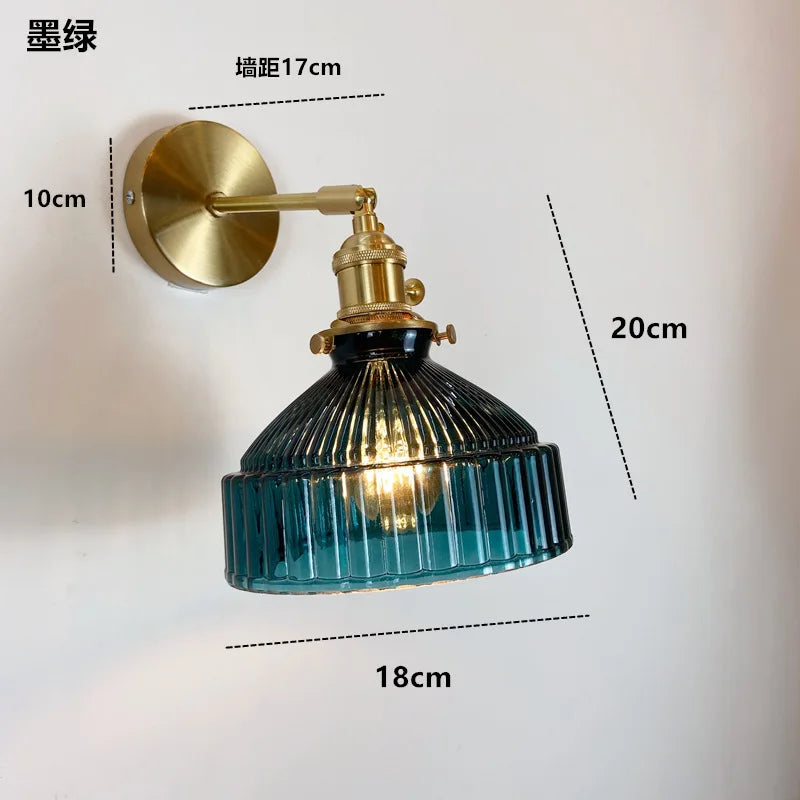 Helnys Amber Glass LED Wall Sconce Modern Nordic Wall Light Fixtures