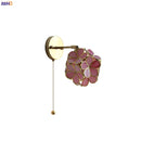 Helnys Pink Petal LED Wall Sconce with Pull Chain Switch