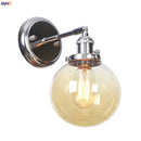 Helnys Amber Glass Ball LED Wall Lamp for Home Bedroom Stair Mirror Switch