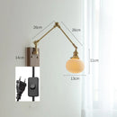 Helnys Copper Swing Arm Wall Lamp Sconce - LED Bedroom Living Room Light