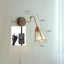 Helnys Vintage Wall Lamp with Pull Chain and Wood Base