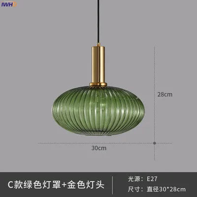 Helnys Nordic Glass Pendant Lights LED Hanging Lamp for Bedroom Living Room