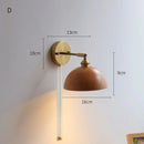 Helnys Nordic LED Wall Light Pull Chain Switch Walnut Sconce