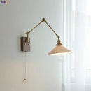 Helnys Copper Swing Arm Wall Lamp Sconce - LED Bedroom Living Room Light