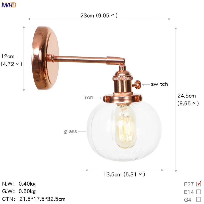 Helnys Ceramic LED Wall Sconce Rose Gold Bedroom Stair Light