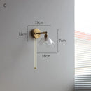 Helnys Glass LED Wall Light Switch Pure Copper Bedroom Living Room Lamp