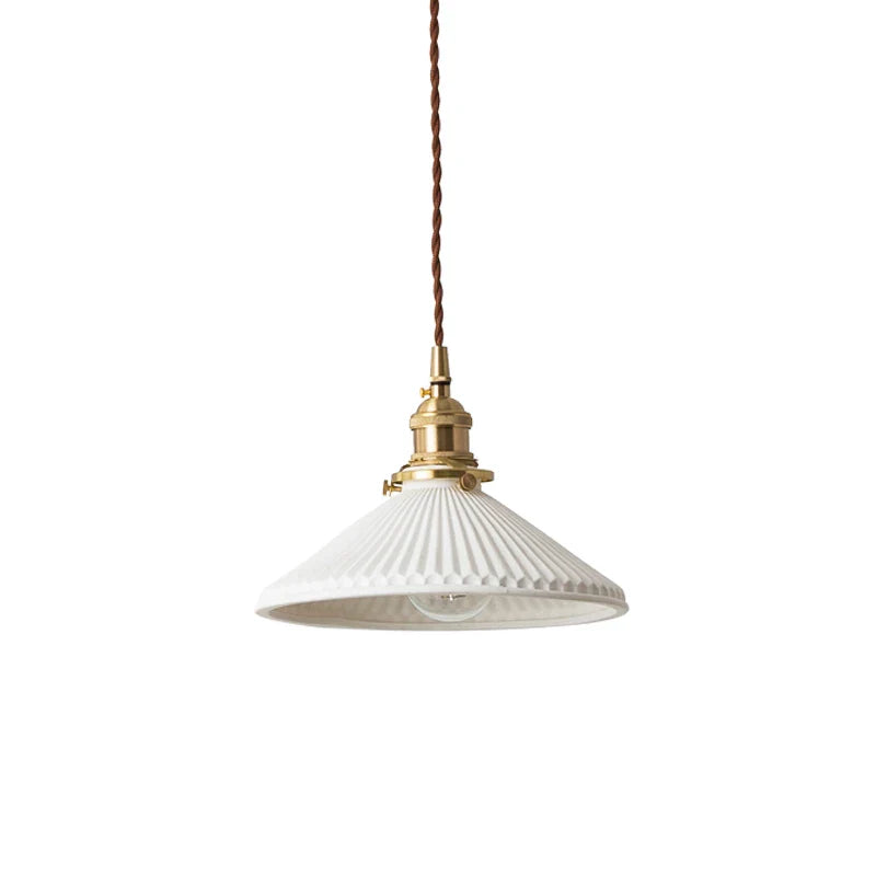 Helnys White Ceramic Brass Pendant Lights for Restaurant Bedroom - Nordic Style