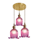 Helnys Amber Glass LED Pendant Lights - Modern Nordic Copper Hanging Lamp