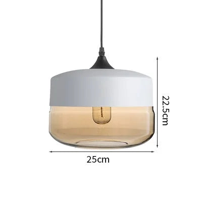 Helnys Modern Nordic LED Pendant Light Fixture with Wood Color Glass