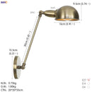 Helnys Single Swing Long Arm Wall Light Retro Loft Industrial Vintage Wall Lamp