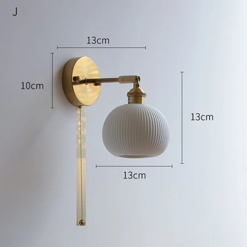Helnys Ceramic LED Wall Sconce with Knob Switch