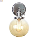 Helnys Amber Glass Ball LED Wall Lamp for Home Bedroom Stair Mirror Switch