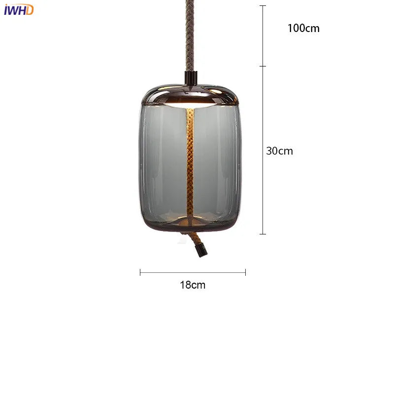 Helnys Nordic Glass LED Pendant Light Fixture Modern Dining Room Hanging Lamp