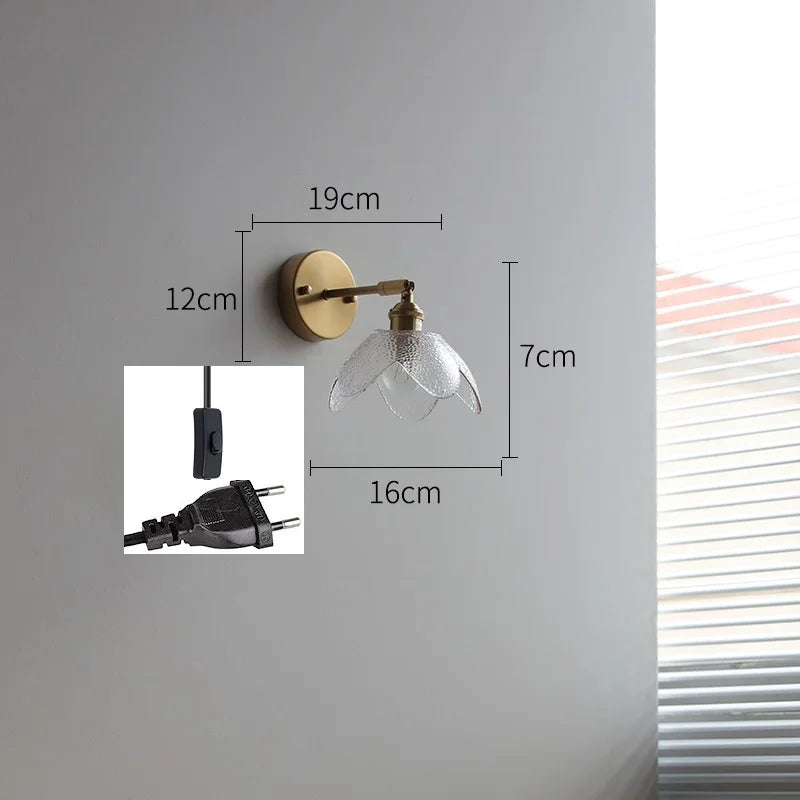Helnys Gray Glass LED Bathroom Mirror Light Copper Wall Sconce Modern Nordic Lamp