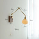 Helnys Copper Swing Arm Wall Lamp Sconce - LED Bedroom Living Room Light