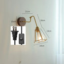 Helnys Vintage Wall Lamp with Pull Chain and Wood Base