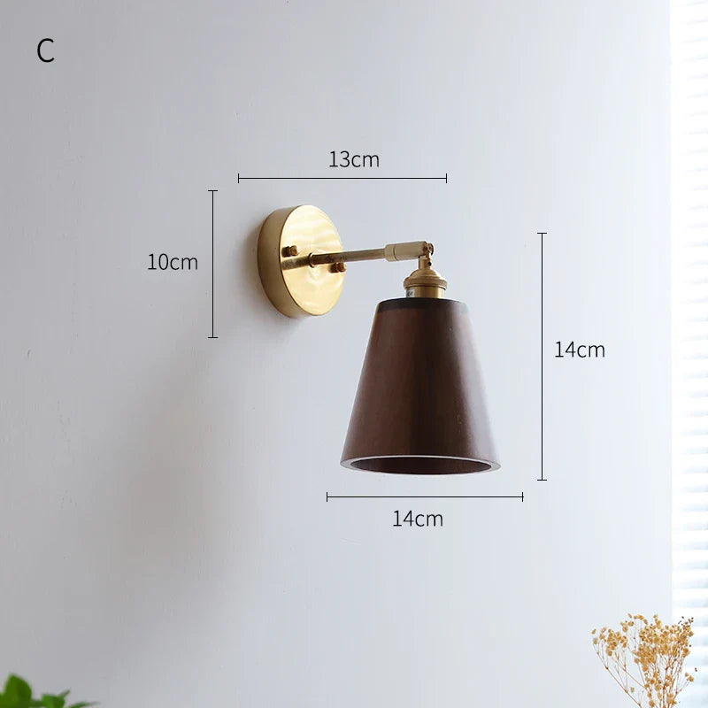 Helnys Adjustable Wooden Wall Lamp with Pull Chain for Bedroom & Bathroom