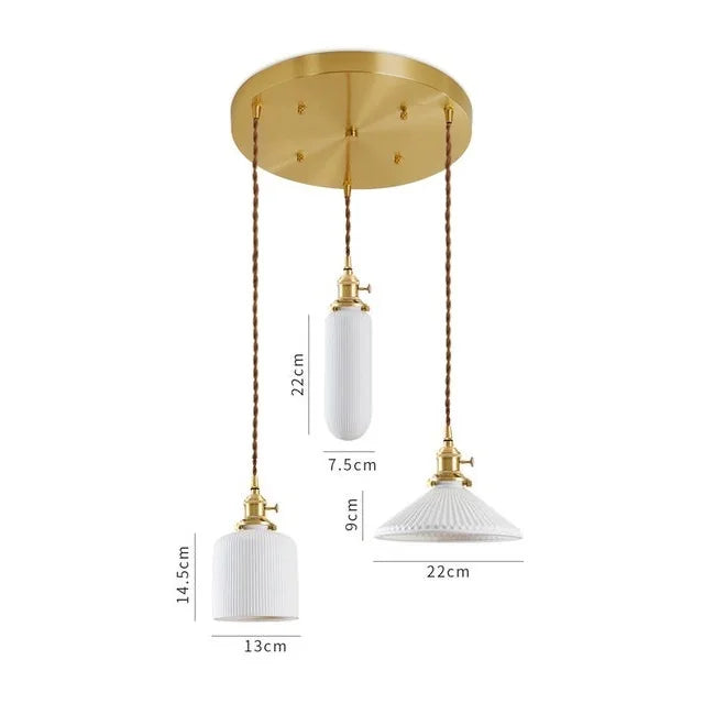 Helnys Ceramic LED Pendant Light - Modern Copper Hanging Lamp