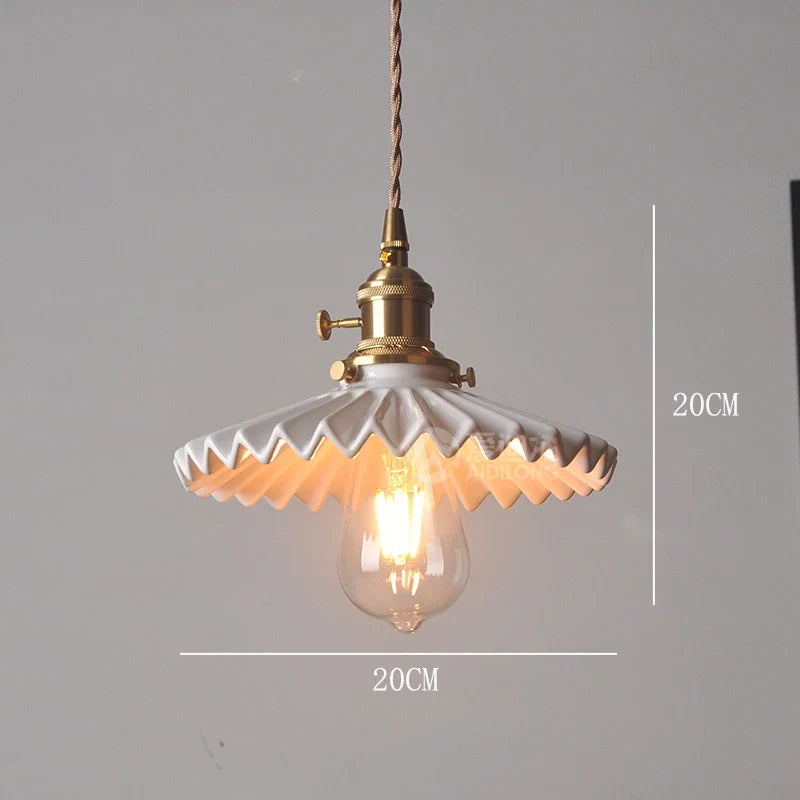 Helnys Amber Glass LED Pendant Lights - Modern Nordic Copper Hanging Lamp