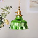 Helnys Nordic Green Glass Copper Switch Pendant Light for Modern Home Lighting