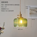 Helnys Nordic Copper LED Glass Pendant Light for Bedroom, Restaurant, Bar, and Cafe