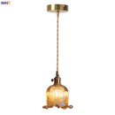 Helnys Amber Glass LED Pendant Lights - Modern Nordic Copper Hanging Lamp