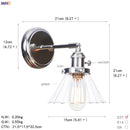 Helnys Amber Glass Ball LED Wall Lamp for Home Bedroom Stair Mirror Switch