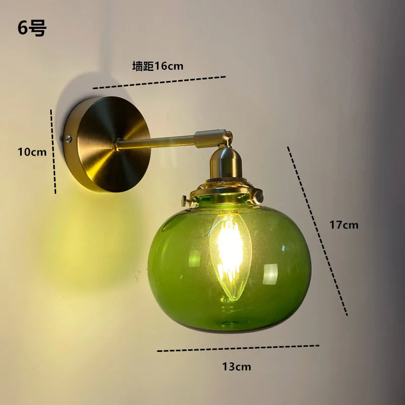 Helnys Amber Glass LED Wall Sconce Modern Nordic Wall Light Fixtures