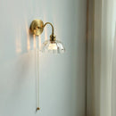 Helnys Glass Copper LED Wall Lights Pull Chain Switch Bedroom Bathroom Mirror Stair