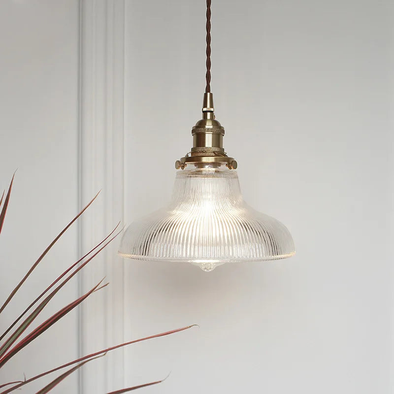 Helnys Nordic Style Copper Glass Pendant Light for Kitchen Dinning Living Room