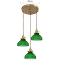 Helnys Green Glass LED Pendant Light with Wood Handle & Copper Socket