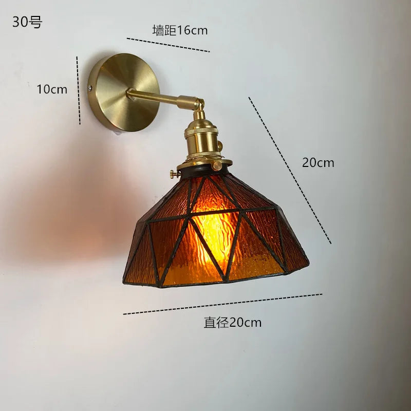Helnys Green Glass Copper Wall Sconce Modern Nordic Luminaria Lighting