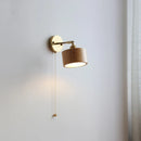 Helnys Nordic LED Wall Light Pull Chain Switch Walnut Sconce