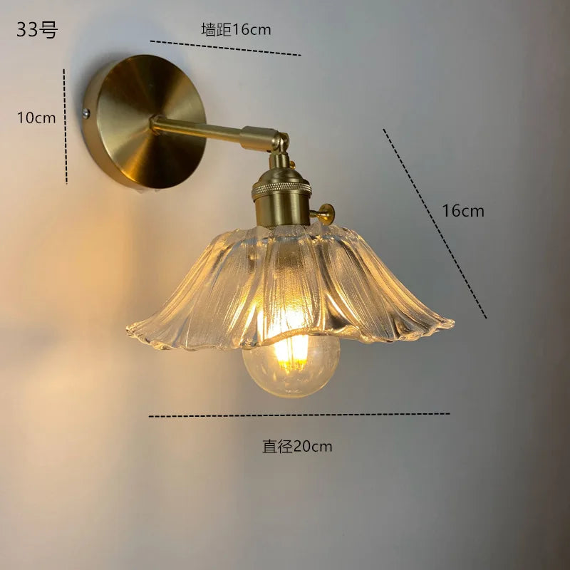 Helnys Green Glass Copper Wall Sconce Modern Nordic Luminaria Lighting