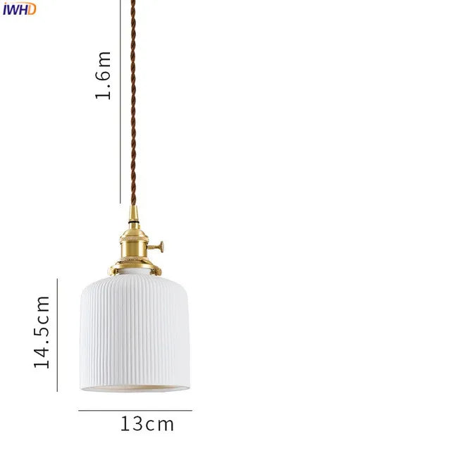 Helnys Ceramic LED Pendant Light - Modern Copper Hanging Lamp