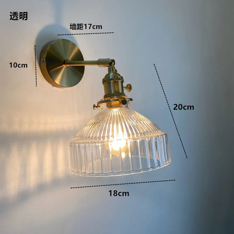 Helnys Amber Glass LED Wall Sconce Modern Nordic Wall Light Fixtures