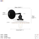 Helnys Industrial Glass Ball Wall Sconce Black Wall Light for Bathroom Mirror