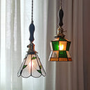 Helnys Nordic Glass Copper Pendant Light with Wood Knob Switch